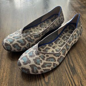 Rothy’s The Flat Gray Spotted Leopard Print Flats Women’s Sz 7.5